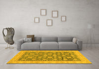 Machine Washable Oriental Yellow Modern Rug, wshabs4032yw