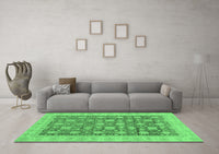 Machine Washable Oriental Emerald Green Modern Rug, wshabs4032emgrn