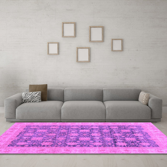 Machine Washable Oriental Purple Modern Area Rugs in a Living Room, wshabs4032pur
