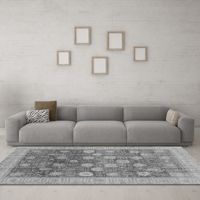 Machine Washable Oriental Gray Modern Rug in a Living Room,, wshabs4033gry