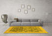 Machine Washable Oriental Yellow Modern Rug in a Living Room, wshabs4033yw