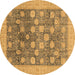 Round Oriental Brown Modern Rug, abs4033brn