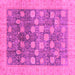 Square Machine Washable Oriental Pink Modern Rug, wshabs4033pnk