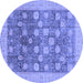 Round Oriental Blue Modern Rug, abs4033blu