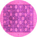 Round Machine Washable Oriental Pink Modern Rug, wshabs4033pnk