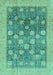 Machine Washable Oriental Turquoise Modern Area Rugs, wshabs4033turq