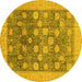 Round Oriental Yellow Modern Rug, abs4033yw