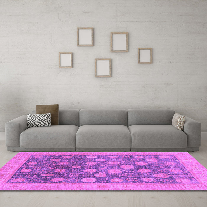 Machine Washable Oriental Purple Modern Area Rugs in a Living Room, wshabs4033pur
