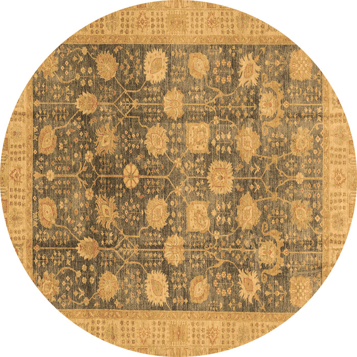 Round Machine Washable Oriental Brown Modern Rug, wshabs4033brn
