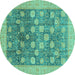 Round Oriental Turquoise Modern Rug, abs4033turq