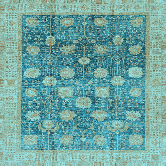 Square Machine Washable Oriental Light Blue Modern Rug, wshabs4033lblu