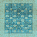 Square Machine Washable Oriental Light Blue Modern Rug, wshabs4033lblu