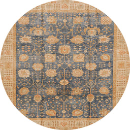 Round Abstract Brown Oriental Rug, abs4033
