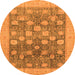 Round Machine Washable Oriental Orange Modern Area Rugs, wshabs4033org