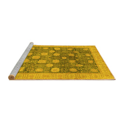 Sideview of Machine Washable Oriental Yellow Modern Rug, wshabs4033yw