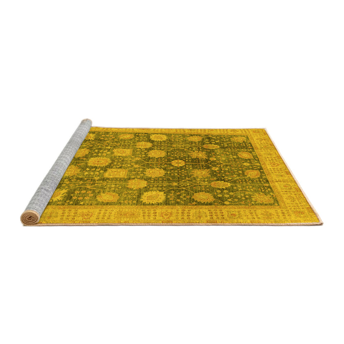 Sideview of Machine Washable Oriental Yellow Modern Rug, wshabs4033yw