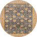 Round Machine Washable Abstract Brown Rug, wshabs4033