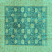 Square Oriental Turquoise Modern Rug, abs4033turq