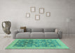 Machine Washable Oriental Turquoise Modern Area Rugs in a Living Room,, wshabs4033turq