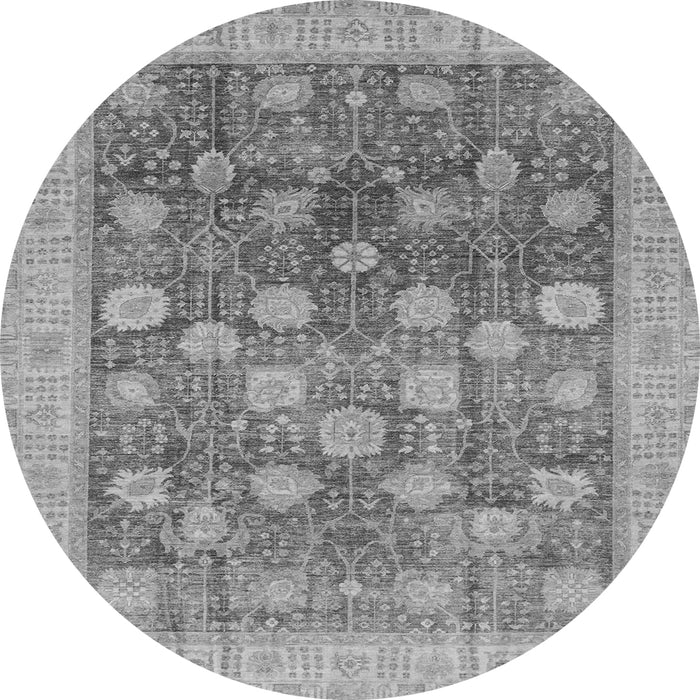 Round Machine Washable Oriental Gray Modern Rug, wshabs4033gry