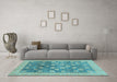 Machine Washable Oriental Light Blue Modern Rug in a Living Room, wshabs4033lblu