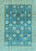 Machine Washable Oriental Light Blue Modern Rug, wshabs4033lblu