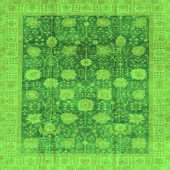Square Machine Washable Oriental Green Modern Area Rugs, wshabs4033grn