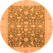 Round Machine Washable Oriental Orange Modern Area Rugs, wshabs4034org