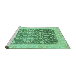 Sideview of Machine Washable Oriental Turquoise Modern Area Rugs, wshabs4034turq