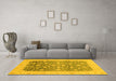 Machine Washable Oriental Yellow Modern Rug in a Living Room, wshabs4034yw