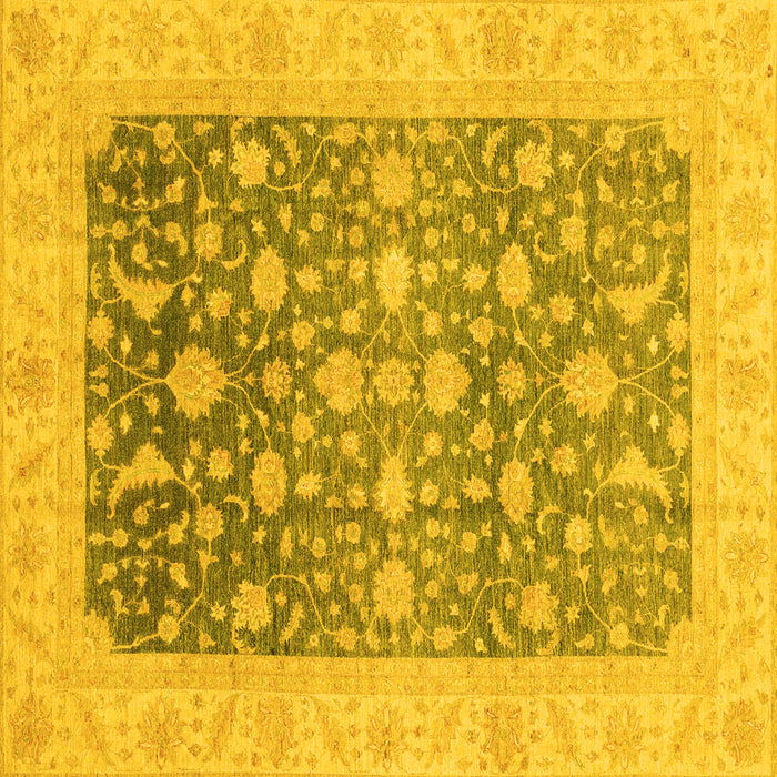 Square Machine Washable Oriental Yellow Modern Rug, wshabs4034yw