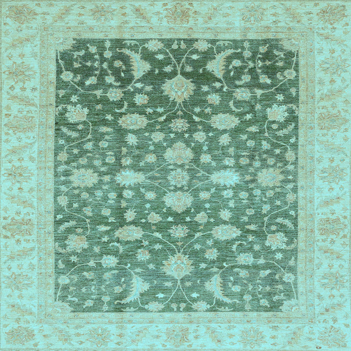 Square Machine Washable Oriental Light Blue Modern Rug, wshabs4034lblu