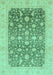 Machine Washable Oriental Turquoise Modern Area Rugs, wshabs4034turq