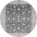 Round Machine Washable Oriental Gray Modern Rug, wshabs4034gry