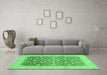 Machine Washable Oriental Emerald Green Modern Area Rugs in a Living Room,, wshabs4034emgrn