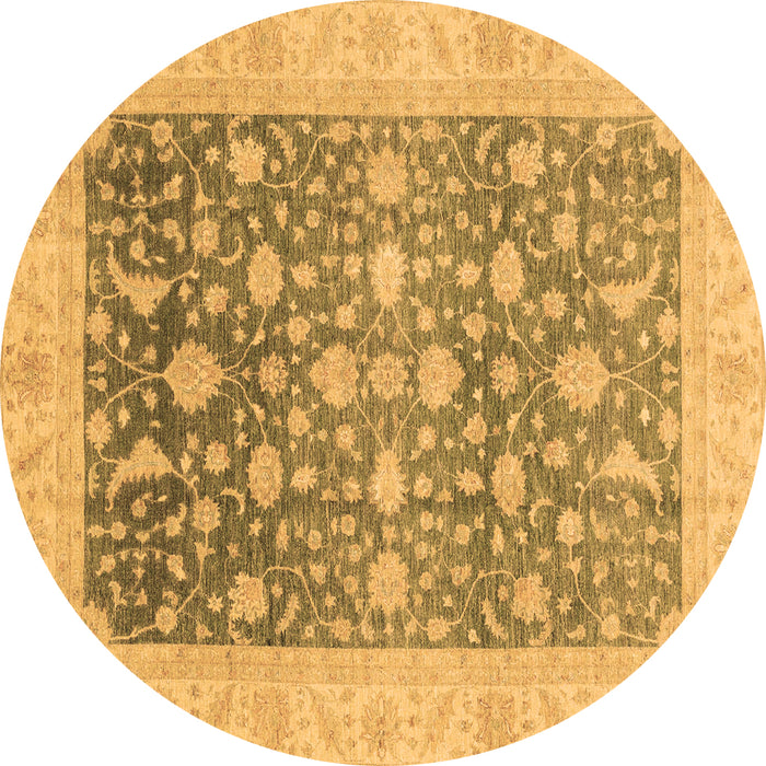 Round Machine Washable Oriental Brown Modern Rug, wshabs4034brn
