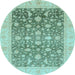 Round Oriental Light Blue Modern Rug, abs4034lblu