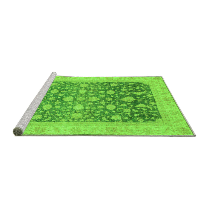 Sideview of Machine Washable Oriental Green Modern Area Rugs, wshabs4034grn