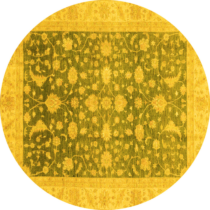 Round Oriental Yellow Modern Rug, abs4034yw