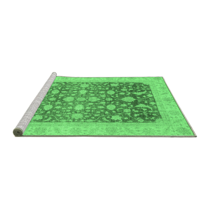 Sideview of Machine Washable Oriental Emerald Green Modern Area Rugs, wshabs4034emgrn
