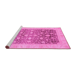 Sideview of Machine Washable Oriental Pink Modern Rug, wshabs4034pnk