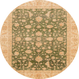 Round Abstract Dark Brown Oriental Rug, abs4034
