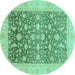 Round Oriental Turquoise Modern Rug, abs4034turq