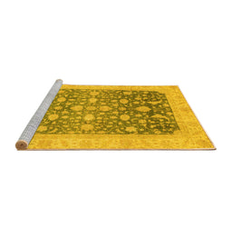Sideview of Machine Washable Oriental Yellow Modern Rug, wshabs4034yw