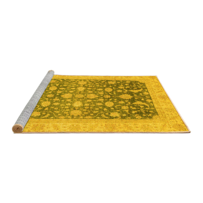 Sideview of Machine Washable Oriental Yellow Modern Rug, wshabs4034yw