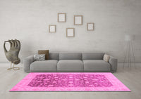 Machine Washable Oriental Pink Modern Rug, wshabs4034pnk