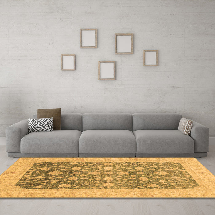 Machine Washable Oriental Brown Modern Rug in a Living Room,, wshabs4034brn