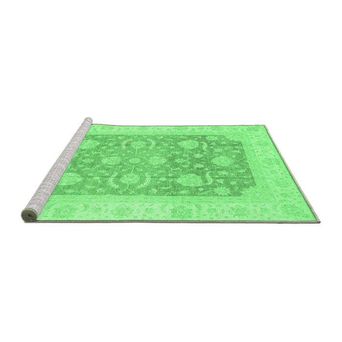 Sideview of Machine Washable Oriental Emerald Green Modern Area Rugs, wshabs4035emgrn
