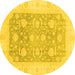 Round Machine Washable Oriental Yellow Modern Rug, wshabs4035yw