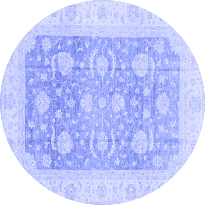 Round Machine Washable Oriental Blue Modern Rug, wshabs4035blu